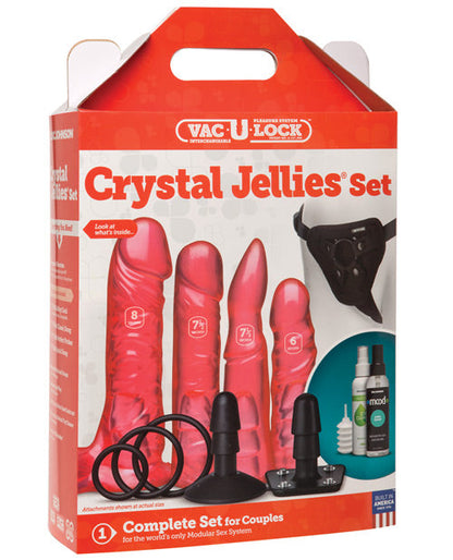 Vac-U-Lock Realistic Dildo | Crystal Jellies Strap On Dildo Set | Pink Dildo