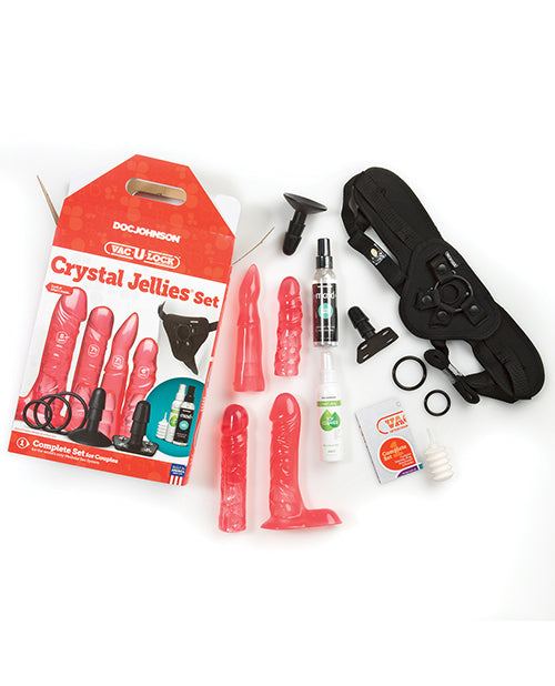 Vac-U-Lock Realistic Dildo | Crystal Jellies Strap On Dildo Set | Pink Dildo