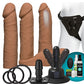 Vac-U-Lock Vibrating Dildo | Caramel Dual Density Strap On Dildo Set with Wireless Remote