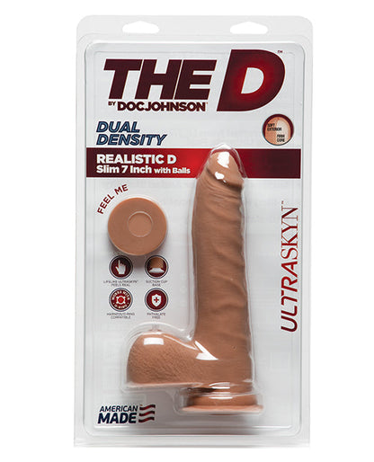 Doc Johnson Realistic Dildo | 7" Big Dildo | Slim Large Dildo with Balls | Caramel Basic Dildo