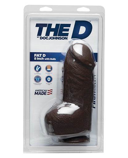 Doc Johnson D 8" Big Dildo | Fat D Realistic Dildo with Balls | Chocolate Suction Cup Dildo