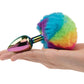 Gemsations 2.95" Metal Bunny Tail Rainbow Butt Plug - Rainbow