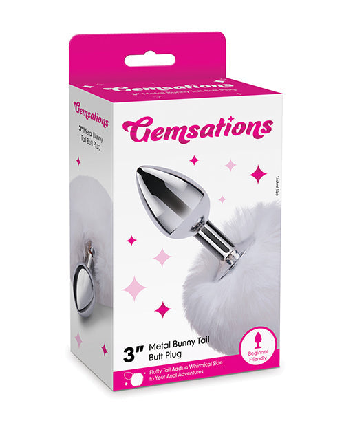 Gemsations 2.95" Metal Bunny Tail Butt Plug - Silver