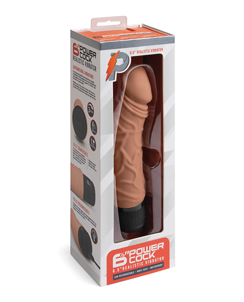 Powercocks 6.5" Realistic Vibrator - Mocha