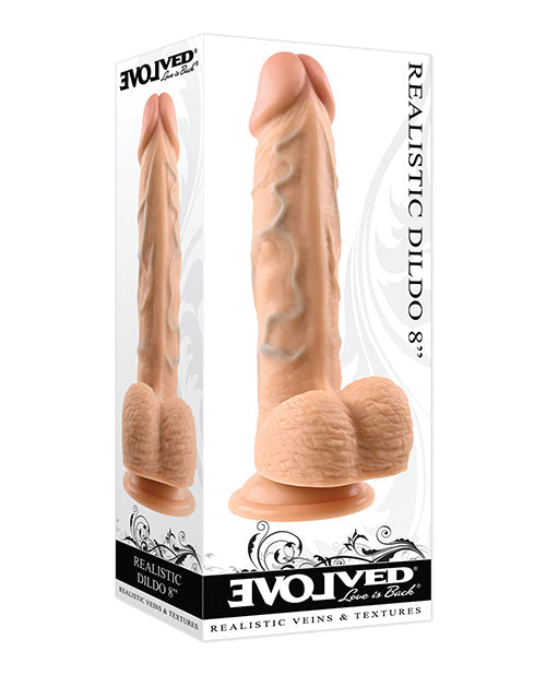 Evolved 8" Big Dildo | Waterproof Realistic Dildo with Balls | Light Suction Cup Dildo