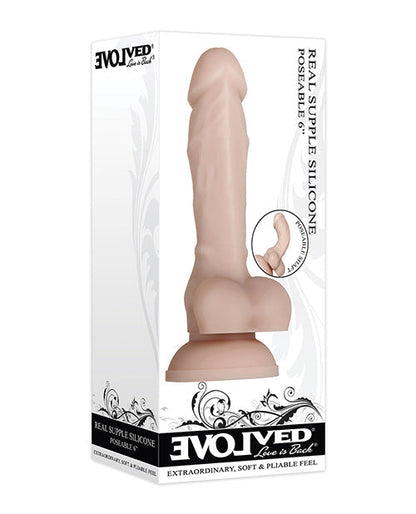 Evolved Real Supple Realistic Dildo | Silicone Dildo Poseable 6” Big Dildo | Suction Cup Dildo