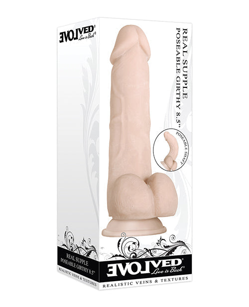 Evolved Supple Realistic Dildo | Poseable Girthy 8.5” Big Dildo | Thick Suction Cup Dildo