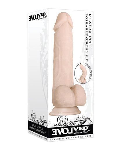 Evolved Supple Realistic Dildo | Poseable Girthy 8.5” Big Dildo | Thick Suction Cup Dildo