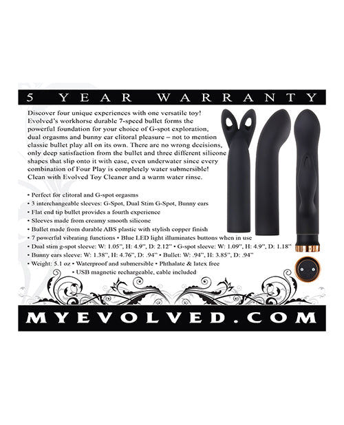 Evolved Four Play Kit | Black-Rose Gold Bullet Vibrator | 7-Speed G Spot Vibrator | Waterproof Clit Vibrator