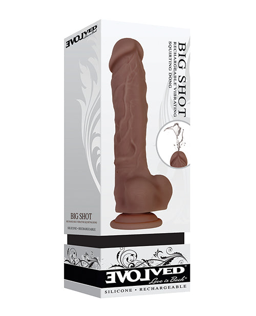 Evolved Big Shot Vibrating Dildo | 10-Speed Squirting Dildo | Brown Suction Cup Dildo