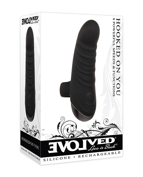 Evolved Small Vibrator | Hooked on You Small Vibrator | Black Curved Finger Vibrator | Best Vibrator for Women