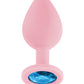 Luv Inc. Jeweled Silicone Butt Plug w/Three Stones - Medium Light Pink