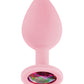 Luv Inc. Jeweled Silicone Butt Plug w/Three Stones - Medium Light Pink