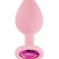 Luv Inc. Jeweled Silicone Butt Plug w/Three Stones - Medium Light Pink