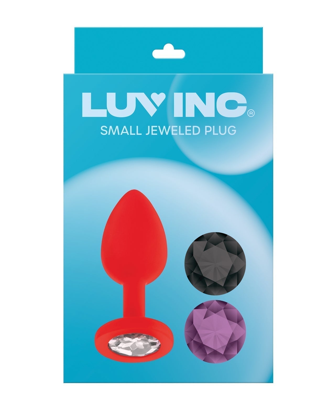 Luv Inc. Jeweled Silicone Butt Plug w/Three Stones - Small Red