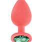 Luv Inc. Jeweled Silicone Butt Plug w/Three Stones - Large Coral