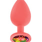 Luv Inc. Jeweled Silicone Butt Plug w/Three Stones - Large Coral