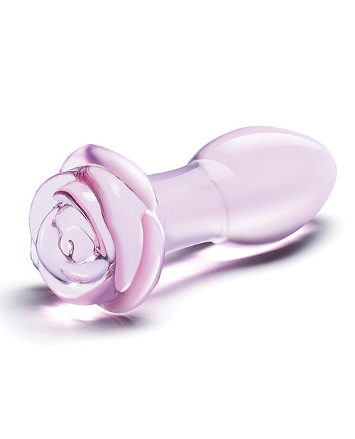 Glas 5" Rosebud Glass Butt Plug - Pink