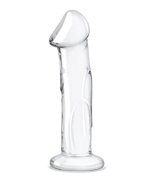 Glas 6" Big Dildo with Veins | Flat Base Realistic Dildo | Hand Blown Glass Dildo