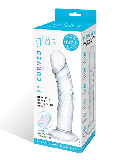 Glas 7" Big Dildo | Clear Lifelike Realistic Dildo | Curved Glass Dildo with Veins