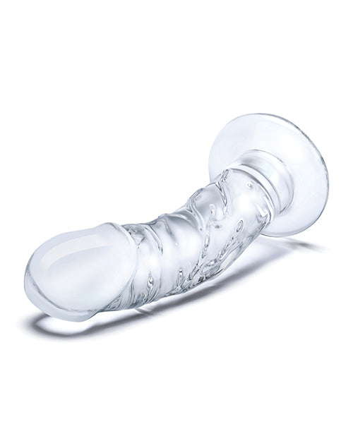 Glas 7" Big Dildo | Clear Lifelike Realistic Dildo | Curved Glass Dildo with Veins