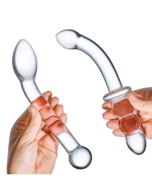 Glas 2-Piece Realistic Dildo | G-Spot Pleasure Glass Dildo Set | Clear Double Sided Dildo