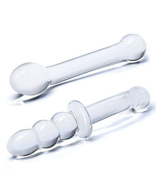 Glas 2-Piece Realistic Dildo | G-Spot Pleasure Glass Dildo Set | Clear Double Sided Dildo