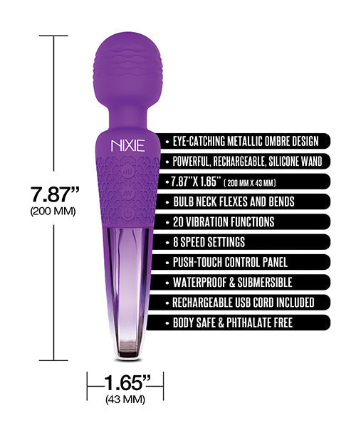 Nixie Rechargeable Wand Massager - Purple Ombre Metallic