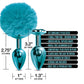 Nixie Metal Butt Plug Set w/Jewel Inlaid & Pom Pom - Blue Metallic