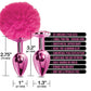 Nixie Metal Butt Plug Set w/Jewel Inlaid & Pom Pom - Pink Metallic