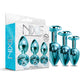 Nixie Metal Butt Plug Trainer Set w/Inlaid Jewel - Blue Metallic