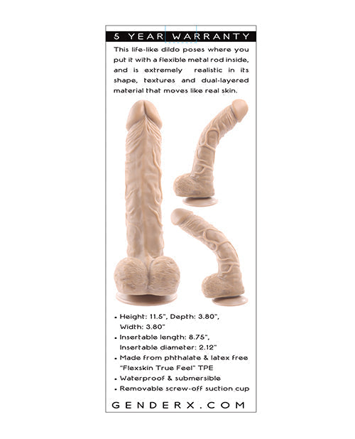 Gender X Flexskin Realistic Dildo | Poseable True Feel 10" Big Dildo | Suction Cup Dildo