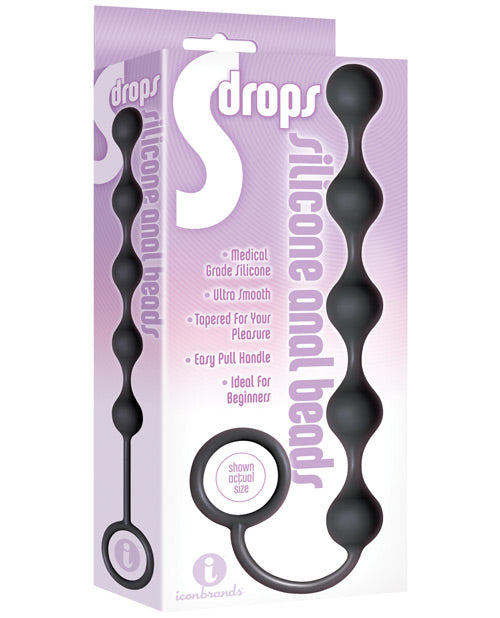 9's S Drops Silicone Anal Beads - Black