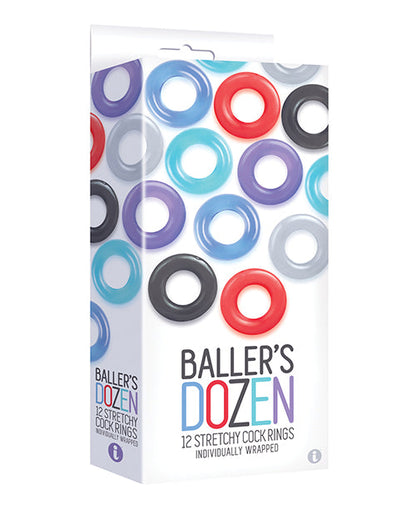 9's Baller's Dozen Original 12pc Cockring Set - Asst. Colors