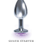 9's The Silver Starter Bejeweled Round Stainless Steel Plug - Violet