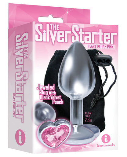 9's The Silver Starter Bejeweled Heart Stainless Steel Plug - Pink