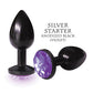 9's The Silver Starter Bejeweled Round Stainless Steel Plug - Black/Violet