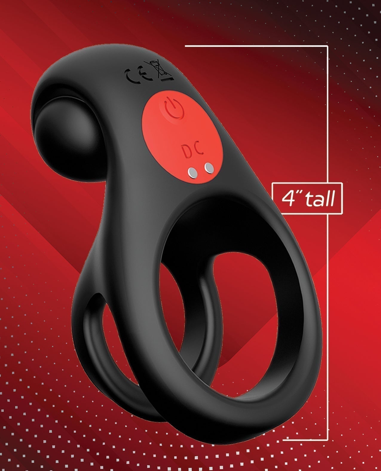 Massive Red Dot Cock Ring V2 - Black