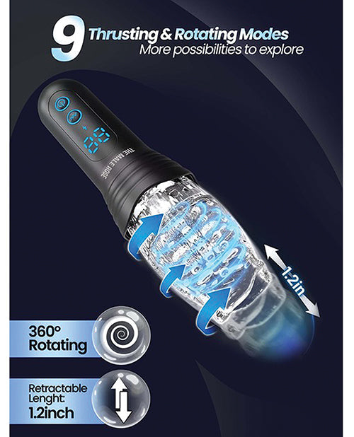 Male Rose Pro Thrusting Rotating & Vibrating 3D Masturbator - Black