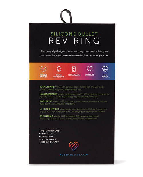 Nu Sensuelle Rev Silicone 7 Function Bullet Ring w/Flutter Tip  - Black