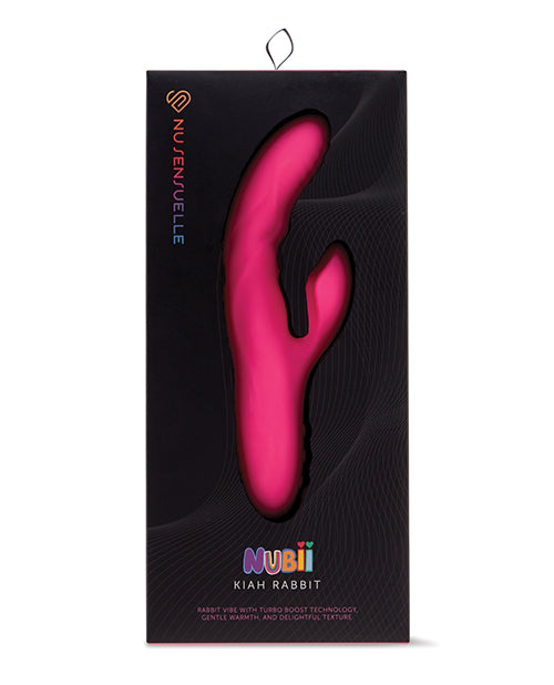 Nu Sensuelle Rabbit Vibrator | Nubii Kiah Turbo Boost G Spot Vibrator | Heating Dual Stim Pink Clit Vibrator