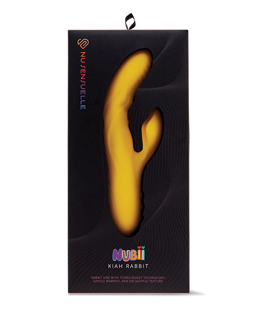 Nu Sensuelle Rabbit Vibrator | Nubii Kiah Turbo Boost G Spot Vibrator | Heating Dual Stim Yellow Clit Vibrator