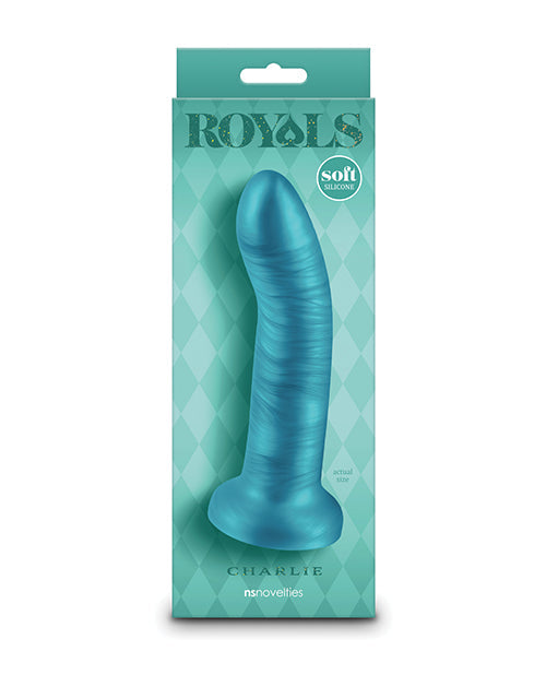 Royals 6" Big Dildo | Charlie Curved Suction Cup Dildo | Metallic Teal Realistic Dildo