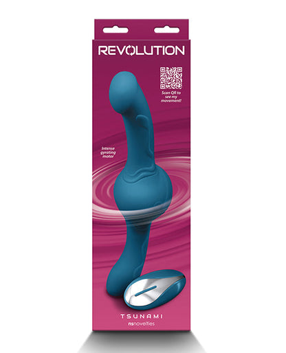 Revolution Vibrating Dildo | Teal Rotating Motor Big Dildo | Tsunami Flexible Realistic Dildo