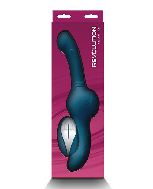 Revolution Vibrating Dildo | Teal Rotating Motor Big Dildo | Tsunami Flexible Realistic Dildo