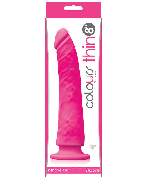 Colours Pleasures Realistic Dildo | Thin 8" Big Dildo Pink | Suction Cup Dildo