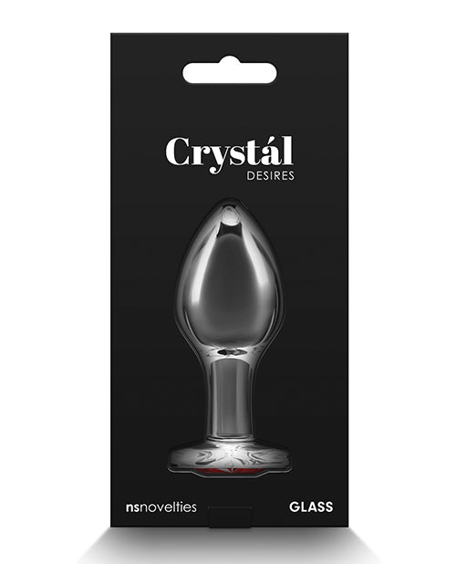 Crystal Desires Glass Heart Gem Butt Plug Medium - Red