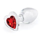 Crystal Desires Glass Heart Gem Butt Plug Medium - Red