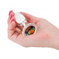 Crystal Desires Glass Round Gem Butt Plug Small - Rainbow