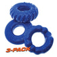 Oxballs Bonemaker 3 Pack Cockring Kit - Pool blue